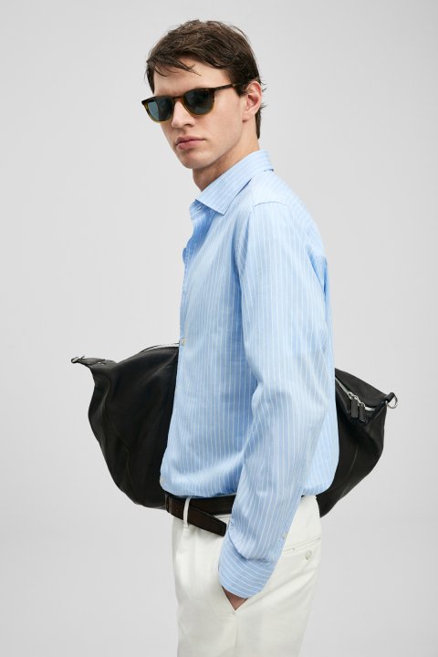 Frederıc Men's Basic Shirt Regular Fit Blue - LUFIAN