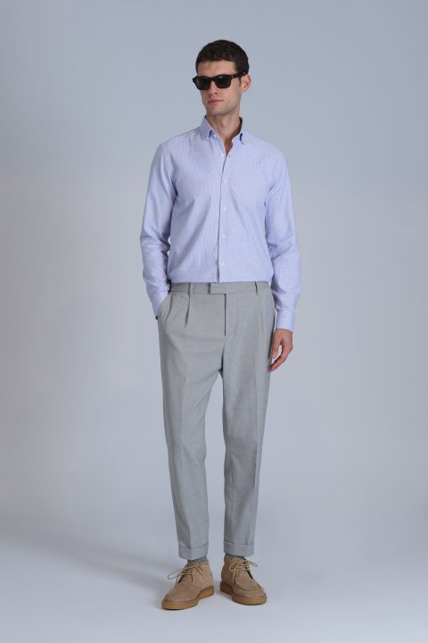 Frederik Men's Basic Shirt Slim Fit Light Blue - LUFIAN