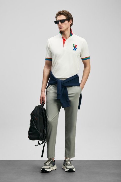 Fun Smart Men's Polo T-Shirt Off White - LUFIAN