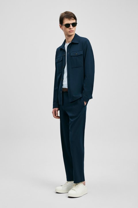 Gary Men's Shirt Jacket Navy Blue - LUFIAN (1)