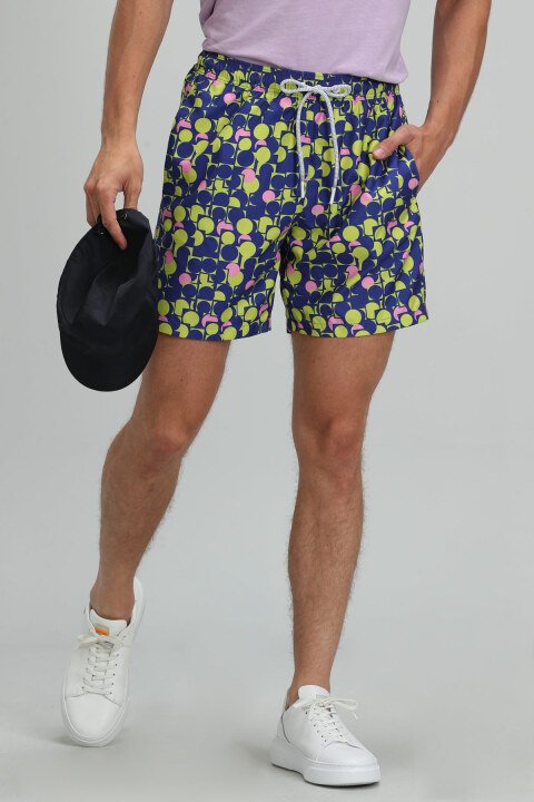 Geometrıc Men's Swim Shorts Saxes - LUFIAN (1)