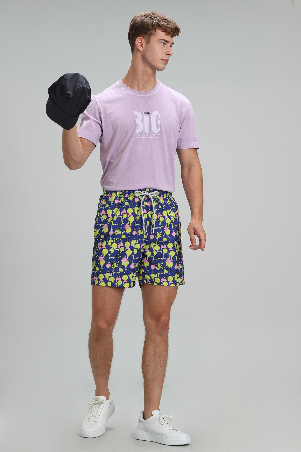 Geometrıc Men's Swim Shorts Saxes - LUFIAN