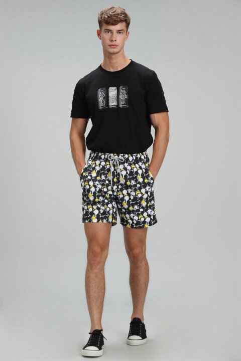 Geometrıc Men's Swim Shorts Black - LUFIAN