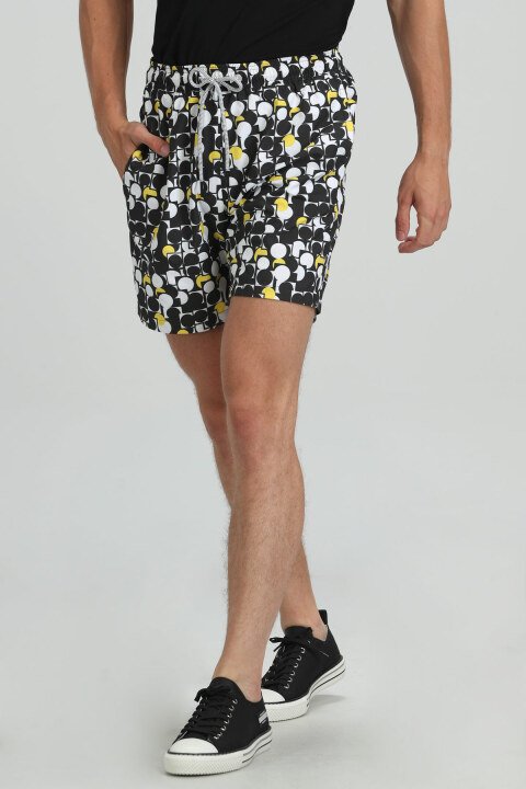 Geometrıc Men's Swim Shorts Black - LUFIAN (1)