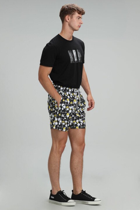 Geometrıc Men's Swim Shorts Black - LUFIAN