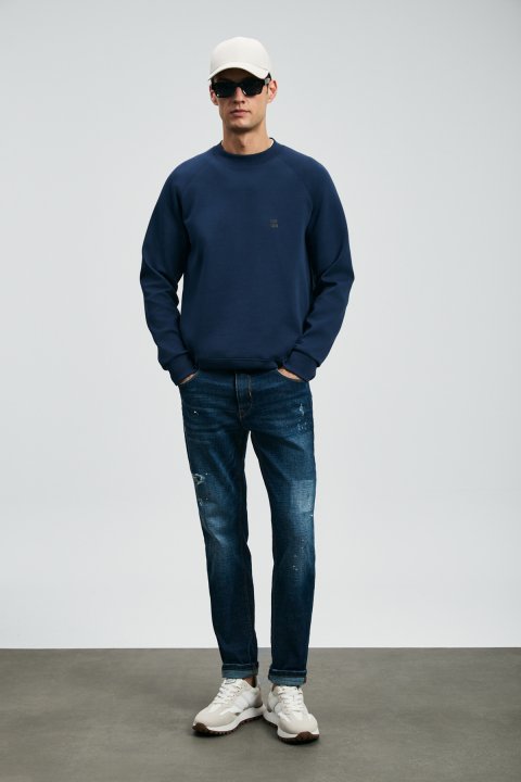 Grant Men's Sweatshirt Navy Blue - LUFIAN (1)