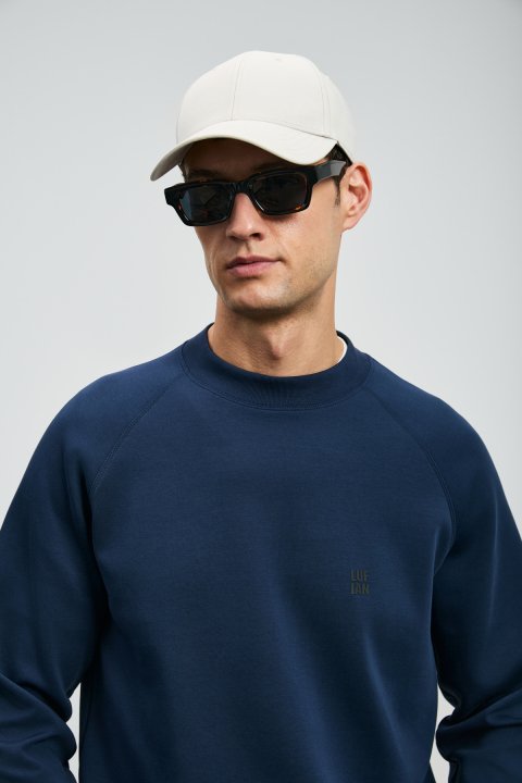 Grant Men's Sweatshirt Navy Blue - LUFIAN