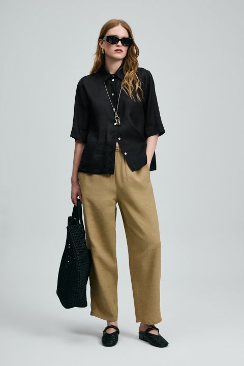 Hanna Women's Shirt Black - LUFIAN