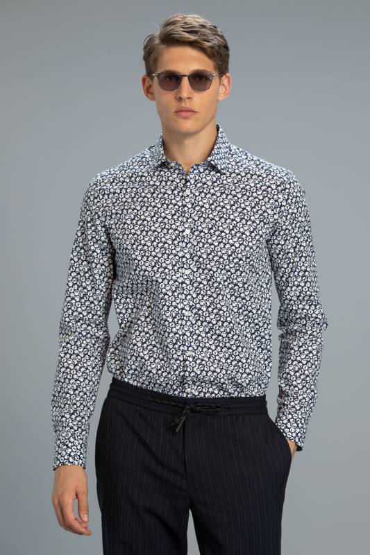 Hansen Mens Smart Shirt Slım Fıt Navy - 1