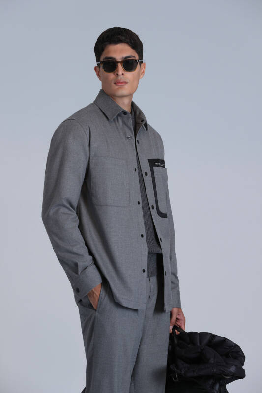 Hard Men Basic Shirt Slım Fıt Grey - 1