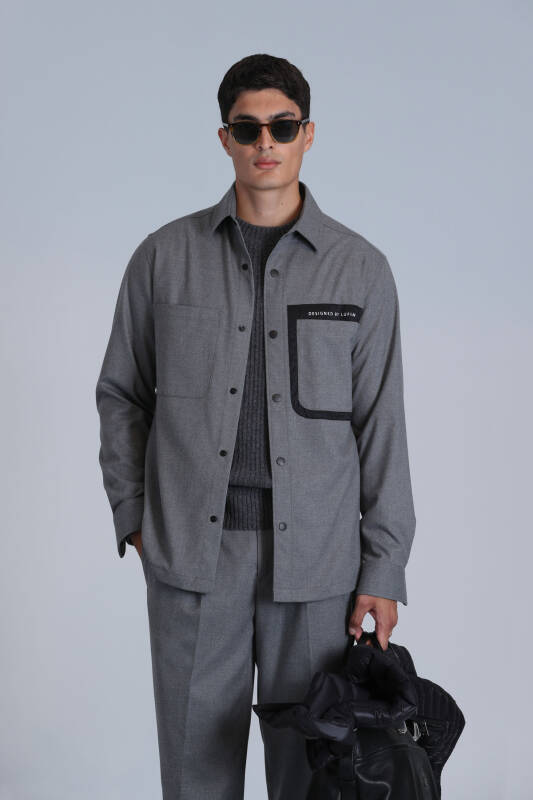 Hard Men Basic Shirt Slım Fıt Grey - 3