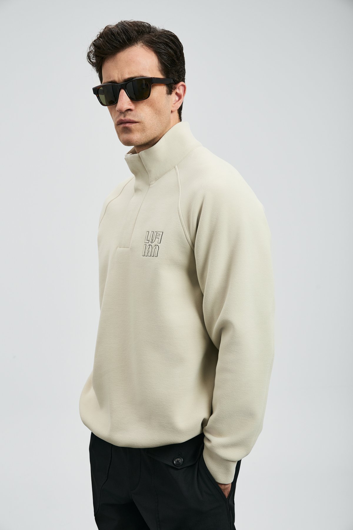 Hazel Men's Sweatshirt Ecru - LUFIAN