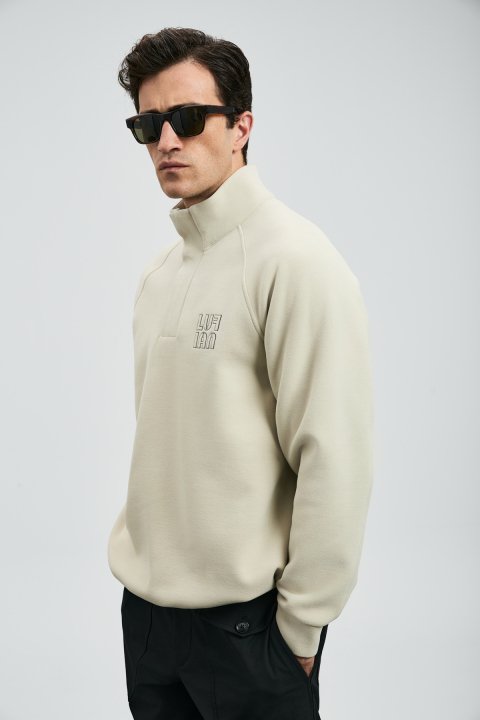 Hazel Men's Sweatshirt Ecru - LUFIAN