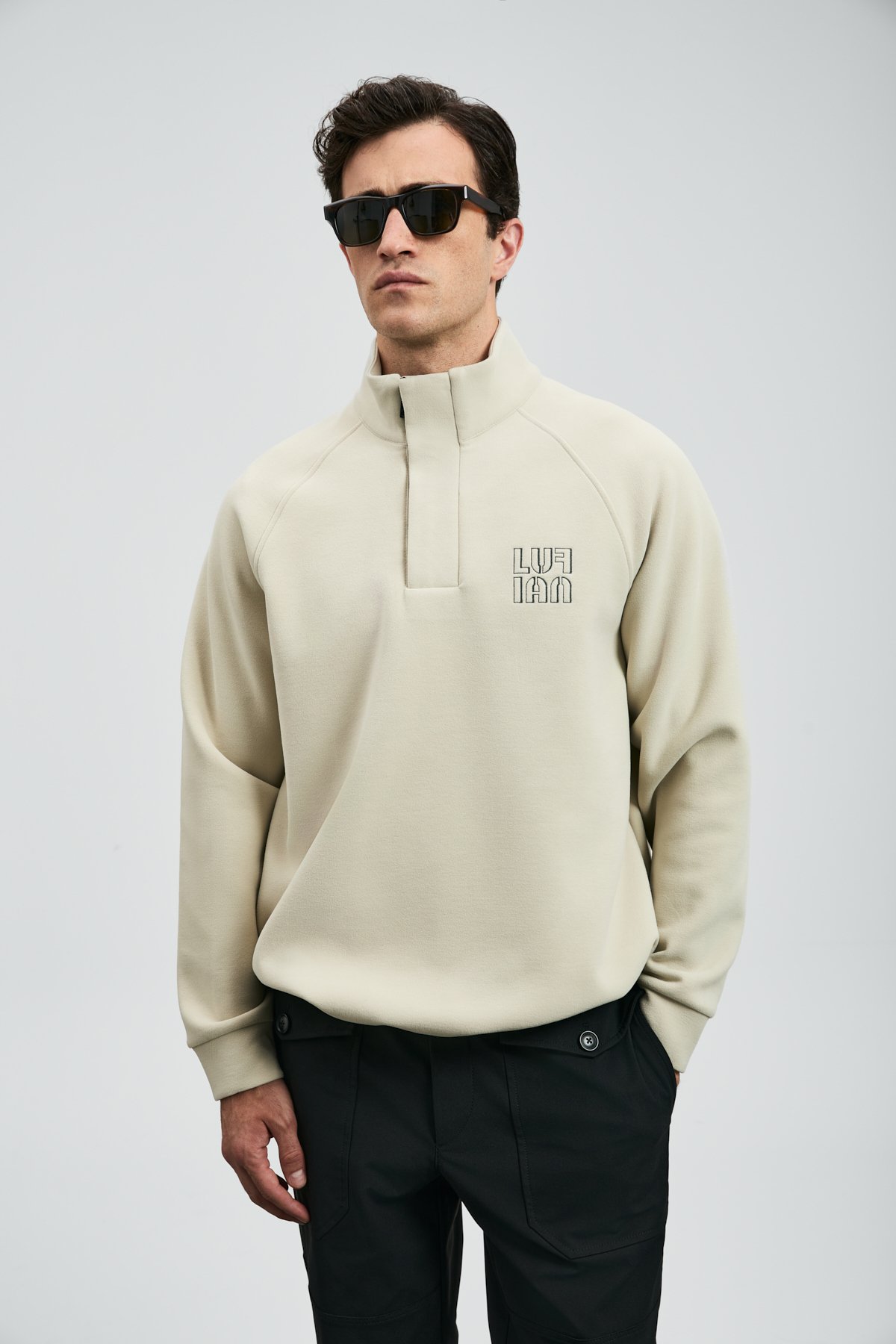 Hazel Men's Sweatshirt Ecru - LUFIAN