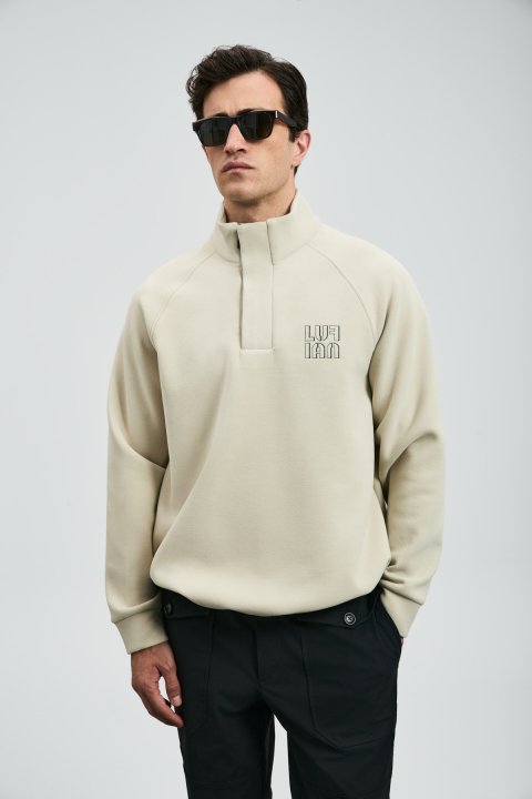 Hazel Men's Sweatshirt Ecru - LUFIAN