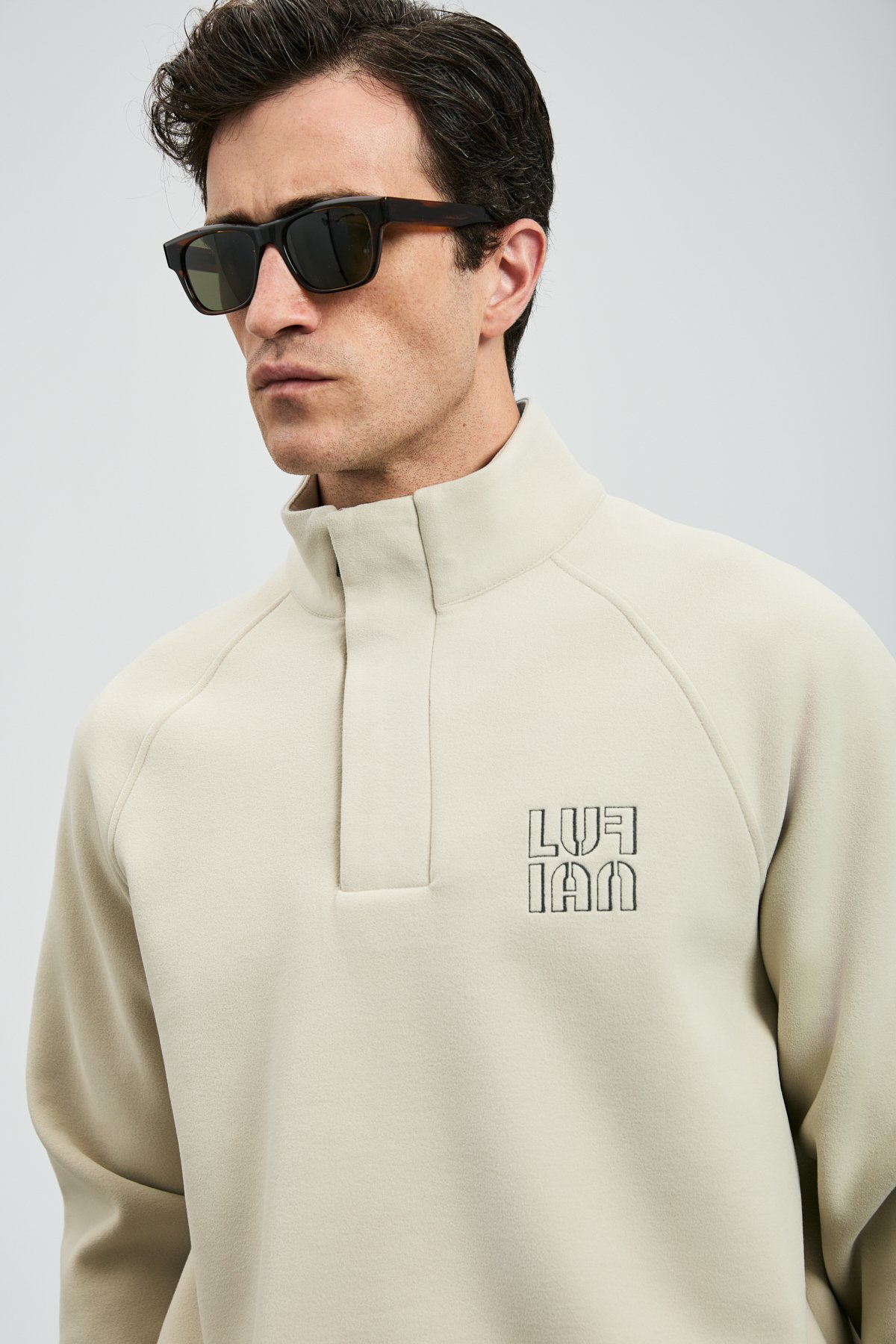 Hazel Men's Sweatshirt Ecru - LUFIAN