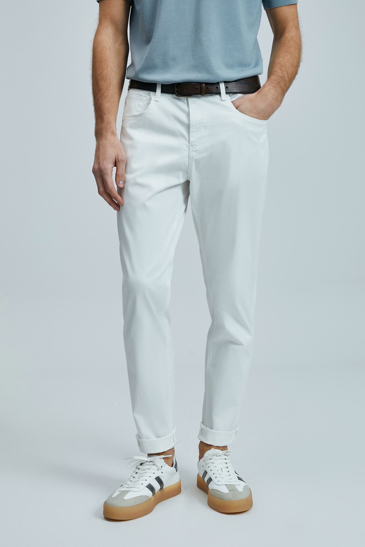Helt Sports 5 Pocket Men's Pants Slim Fit White - LUFIAN