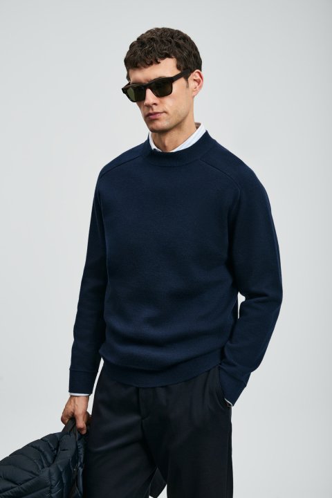 Herman Men's Sweater Navy Blue - LUFIAN