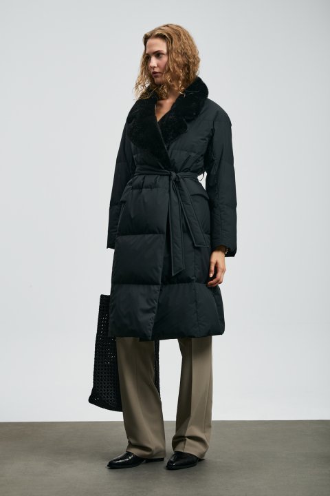 Hermes Goose Down Women's Coat Black - LUFIAN