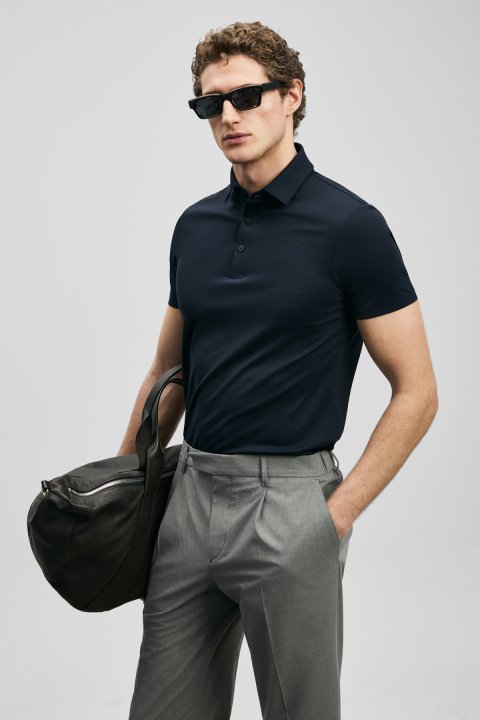 Jaxon Hi-Tech Performance Seamless Polo Shirt Navy Blue - Lufian