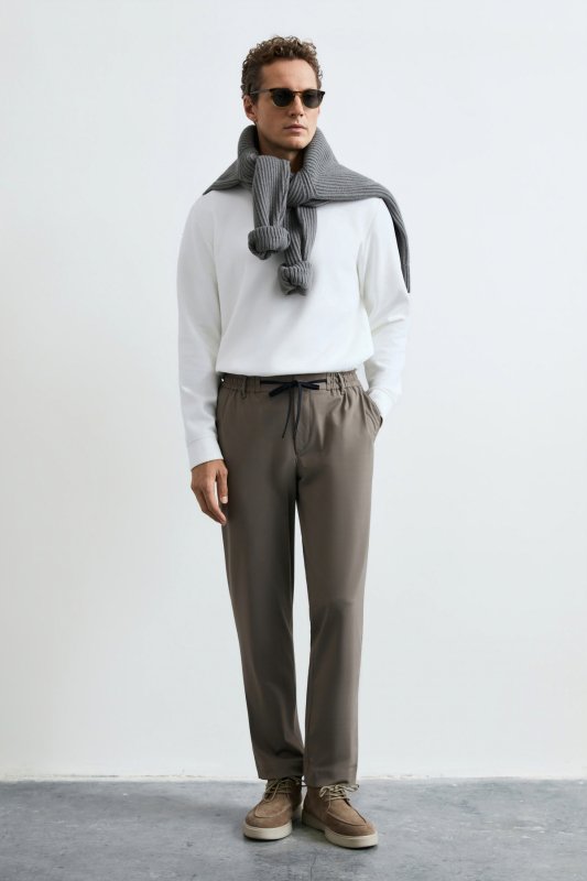 Smart Mens Chino Pants Slım Fıt Soıl