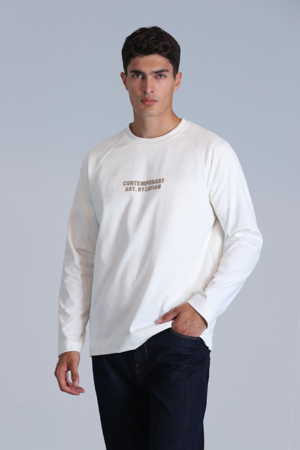 Holly Men's Long Sleeve T-Shirt Off White - LUFIAN