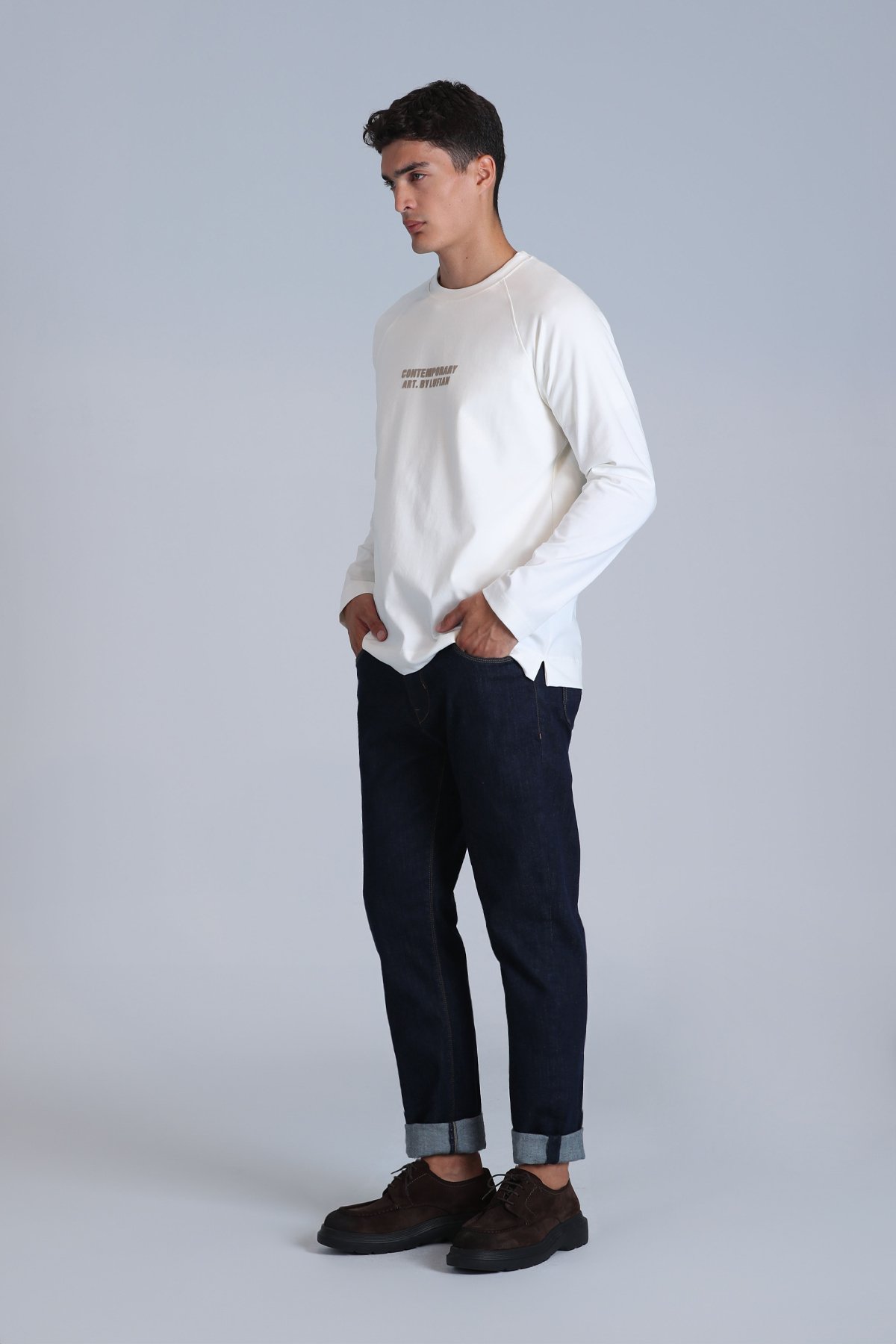 Holly Men's Long Sleeve T-Shirt Off White - LUFIAN