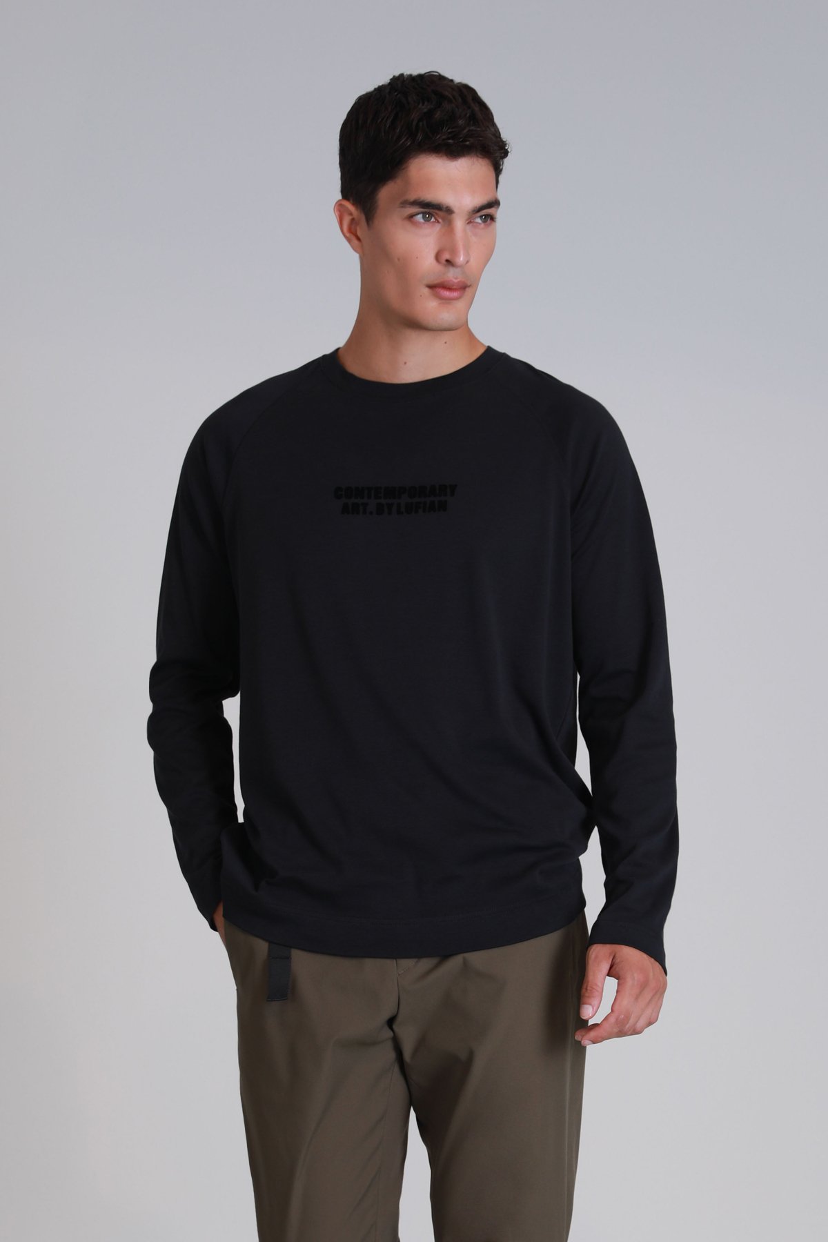 Holly Men's Long Sleeve T-Shirt Black - LUFIAN