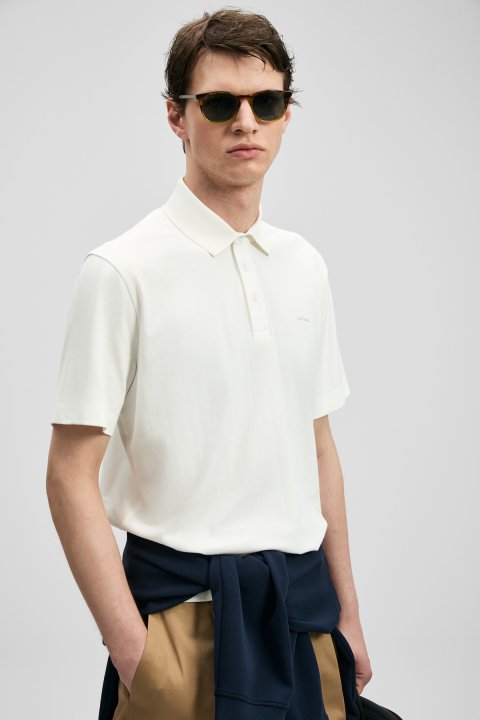Hudson Smart Men's Polo T-Shirt White - LUFIAN