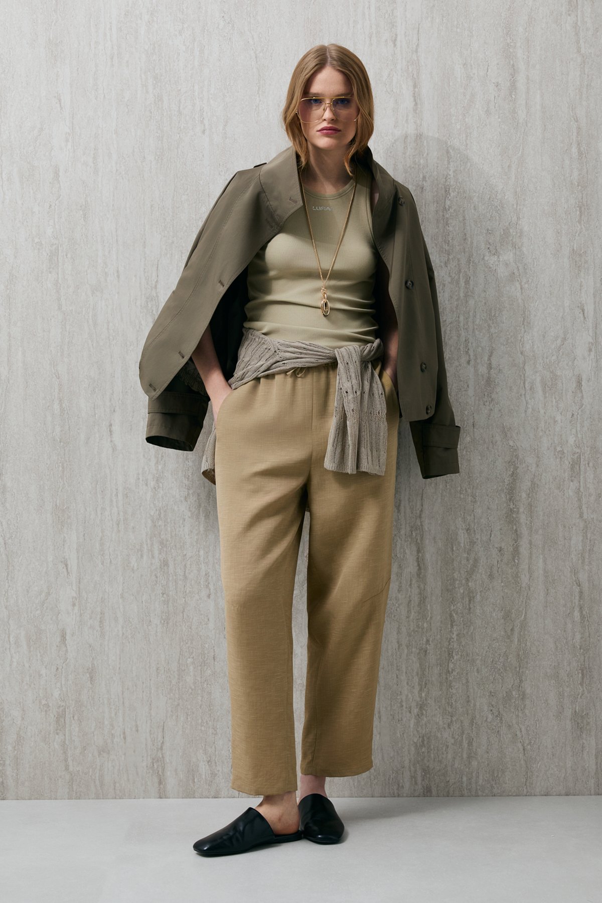 Humer Women's Trousers Camel Hair - LUFIAN