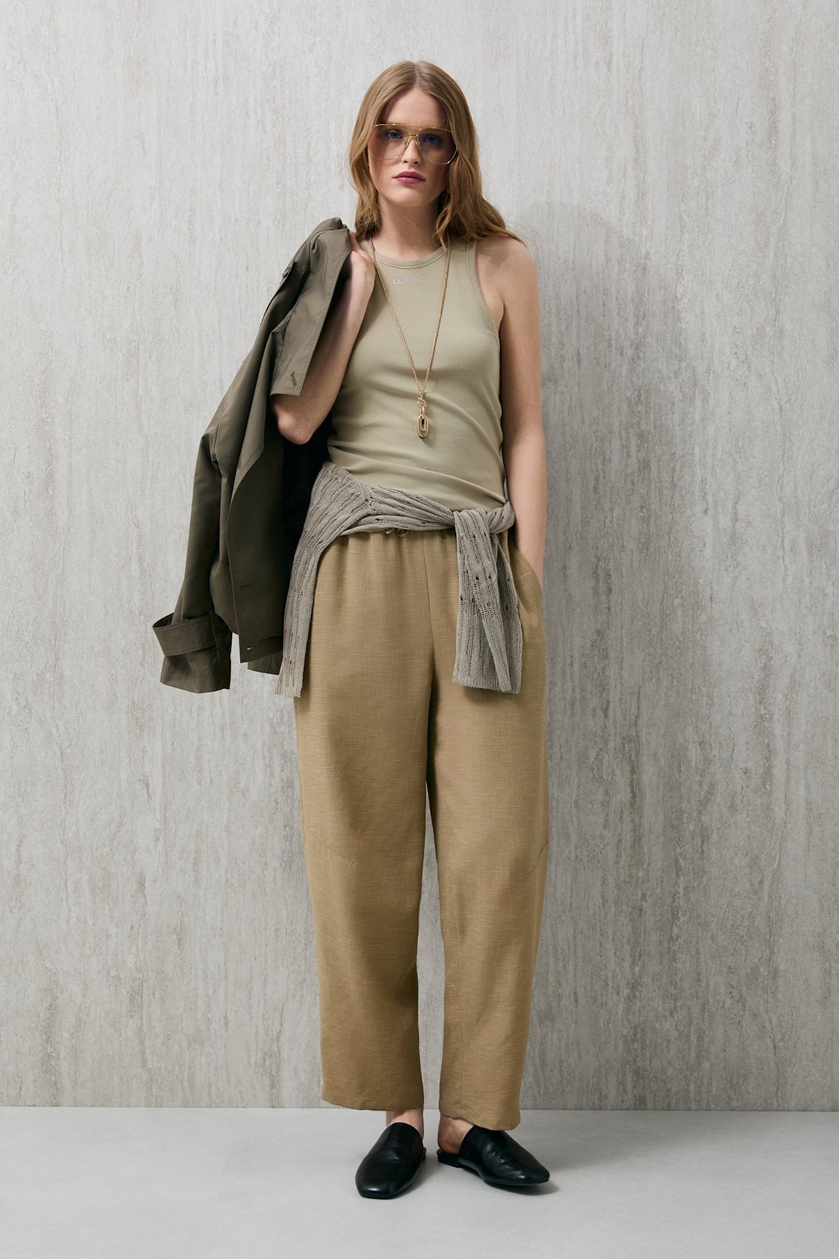 Humer Women's Trousers Camel Hair - LUFIAN (1)