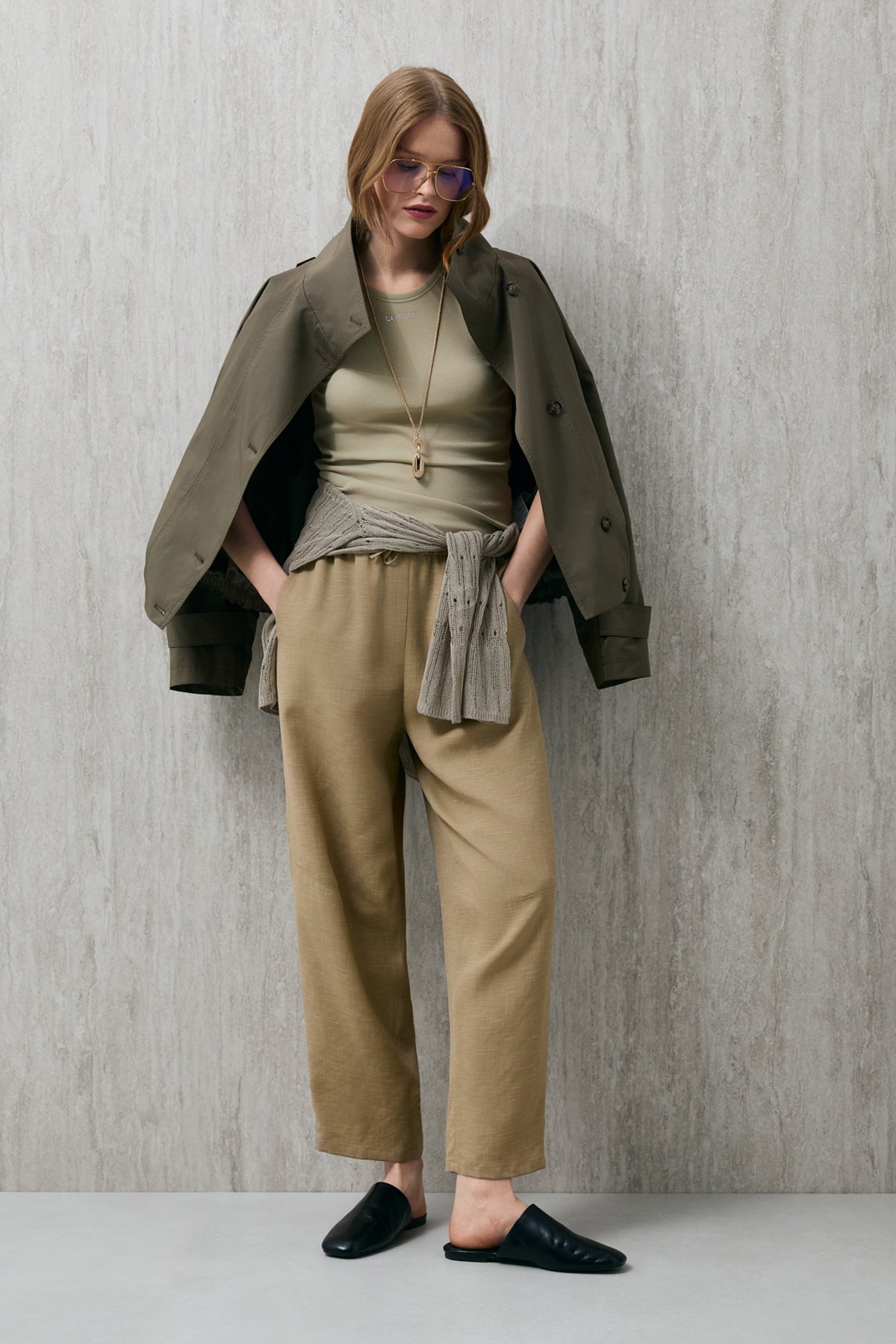 Humer Women's Trousers Camel Hair - LUFIAN