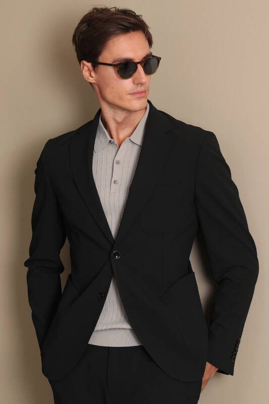 Jack Sports Mens Blazer Jacket Slım Fıt Black - 4