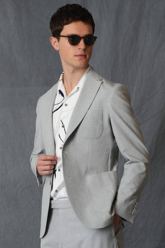 Jack Sports Mens Blazer Jacket Slım Fıt Lıght Grey - 4