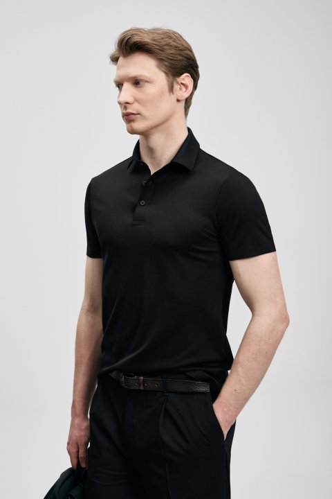 Jaxon Hi-Tech Performance Seamless Polo Shirt Black - Lufian (1)