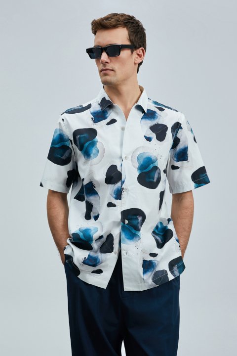 Jereno Men's Basic Shirt Regular Fit Ecru - LUFIAN