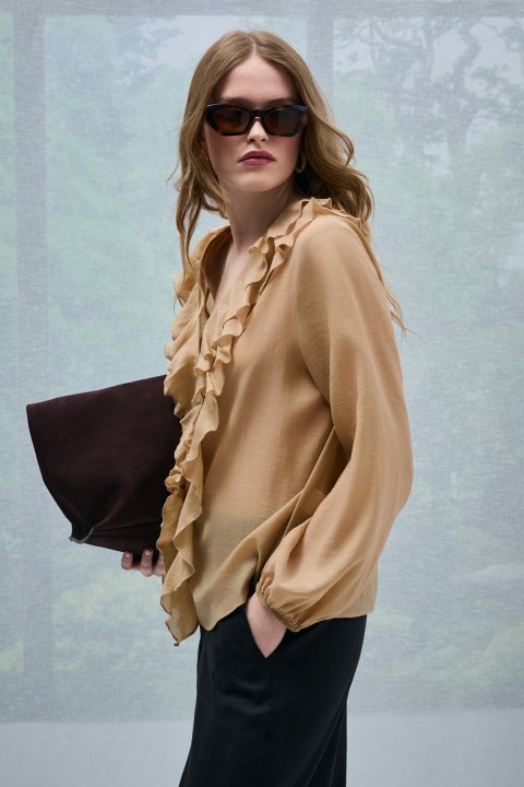 Jessıca Women's Blouse Camel Hair - LUFIAN