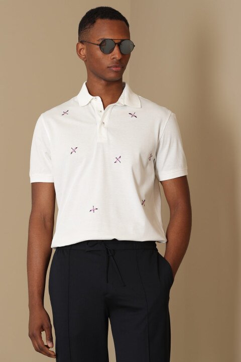 Jorf Smart Mens Polo T - Shirt Off Whıte - Lufian