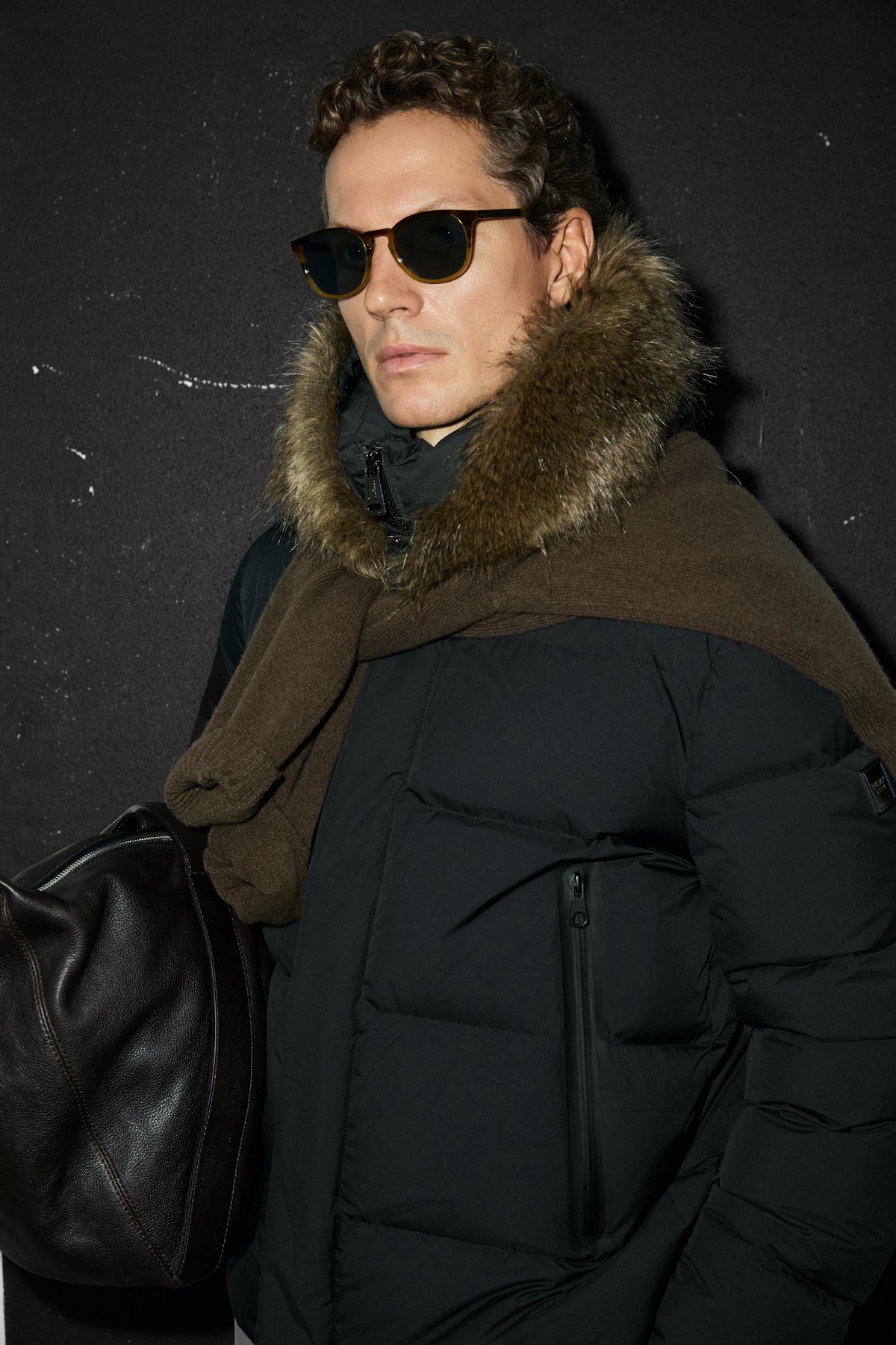 Josep Men's Goose Down Puffer Jacket with Detachable Fur-Trimmed Hood Black - LUFIAN