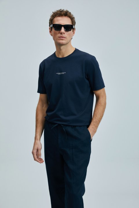 Karl Smart Men's Chino Pants Slim Fit Navy Blue - LUFIAN
