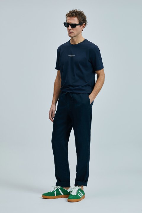 Karl Smart Men's Chino Pants Slim Fit Navy Blue - LUFIAN