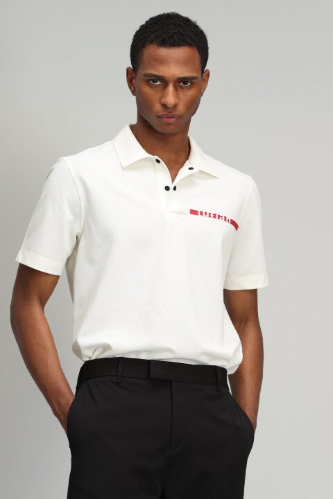Kaya Smart Mens Polo T - Shirt Off Whıte - Lufian