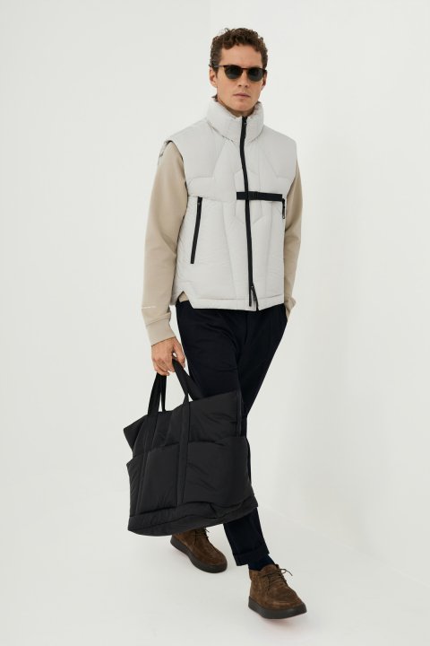 Kor Men's Goose Down Puffer Tech Vest Stone - LUFIAN
