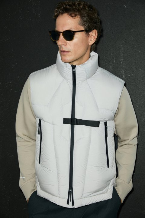 Kor Men's Goose Down Puffer Tech Vest Stone - LUFIAN