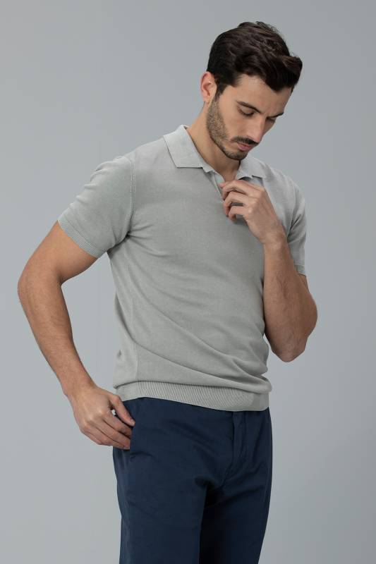 Lansa Cotton Mens Polo T - Shirt Grey - 1