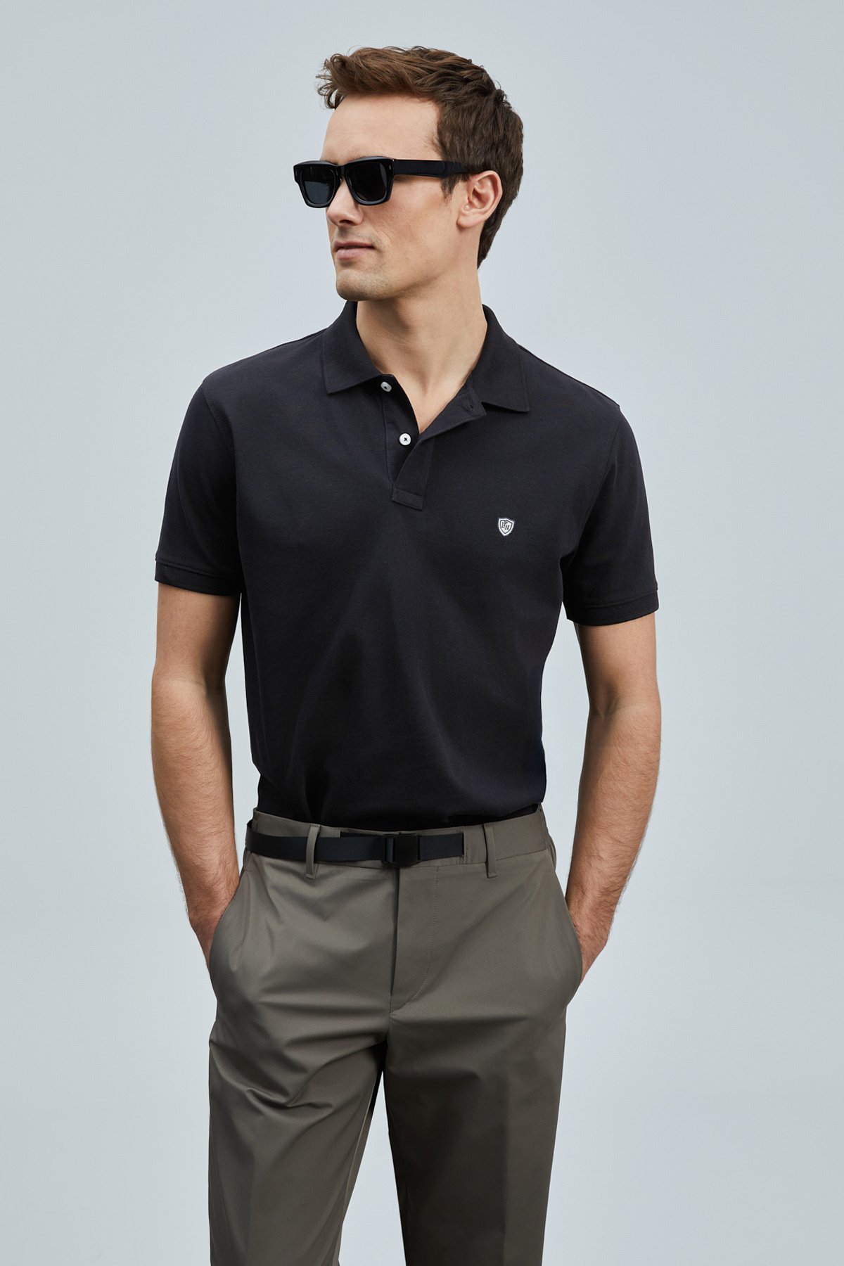 Laon Smart Men's Polo T-Shirt Black - LUFIAN