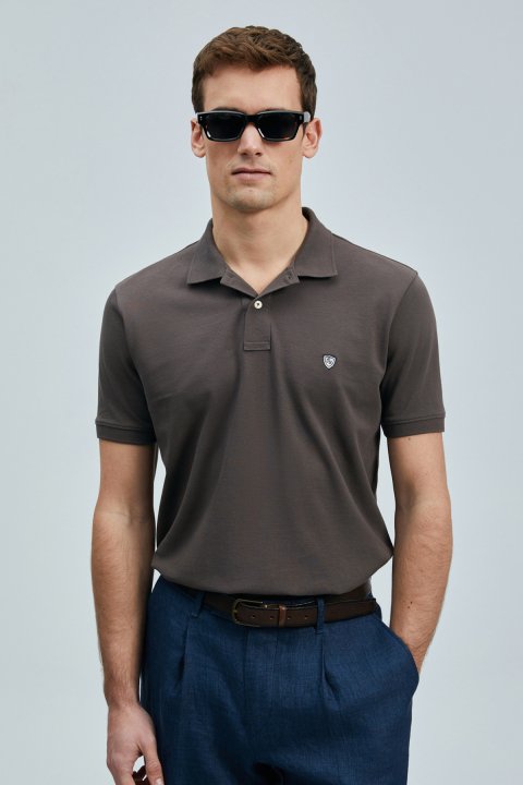Laon Smart Men's Polo T-Shirt Brown - LUFIAN