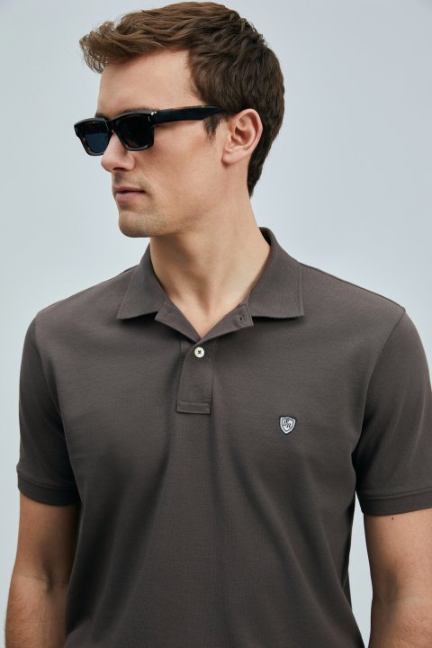 Laon Smart Men's Polo T-Shirt Brown - LUFIAN