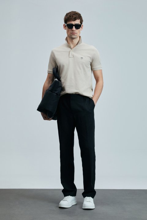Laon Smart Men's Polo T-Shirt Ecru - LUFIAN