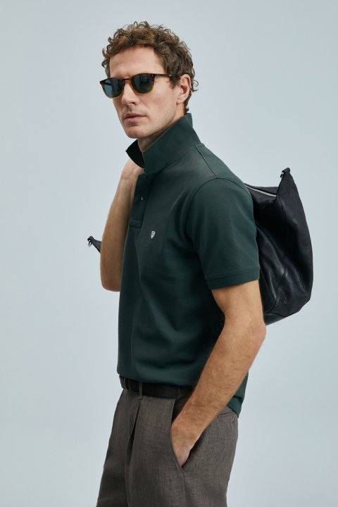 Laon Smart Men's Polo T-Shirt Khaki - LUFIAN